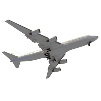 Aircraft 3D rendering model airplane on white background