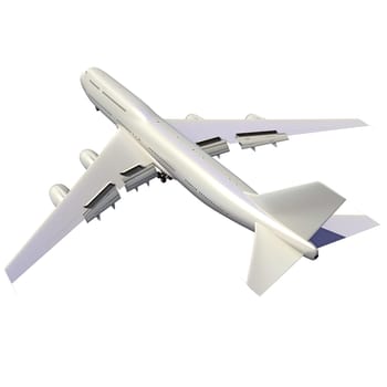 Aircraft 3D rendering model airplane on white background