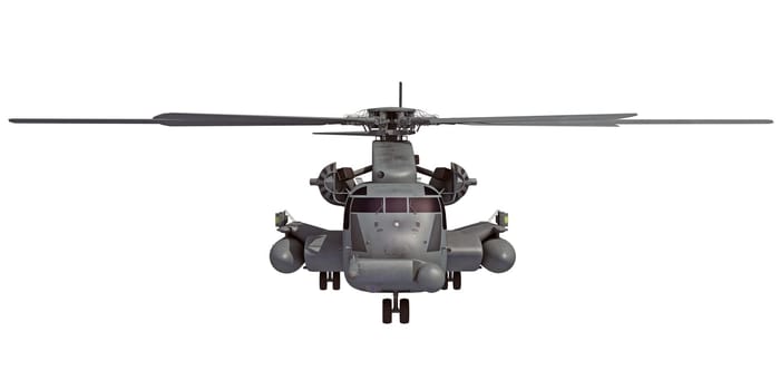 Helicopter 3D rendering model on white background