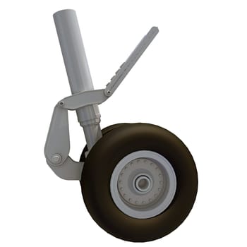 Aircraft Landing Gear 3D rendering model on white background