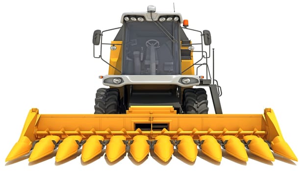 Farm Combine Harvester 3D rendering model on white background