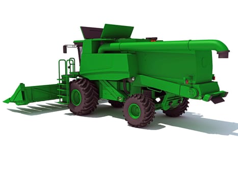 Farm Combine Harvester 3D rendering model on white background