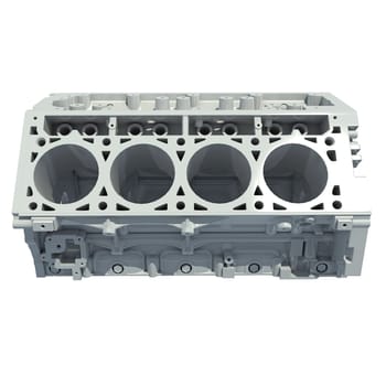 V8 Engine Block 3D rendering model on white background