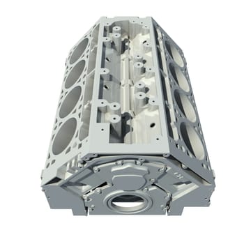 V8 Engine Block 3D rendering model on white background