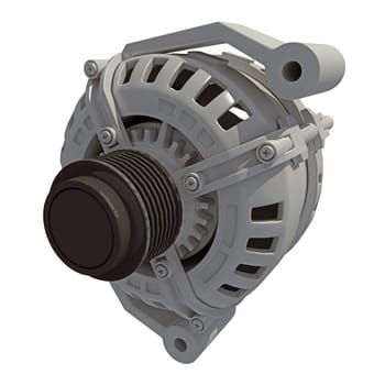 Vehicle Alternator 3D rendering model on white background