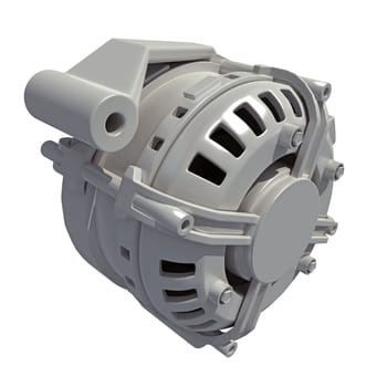 Vehicle Alternator 3D rendering model on white background