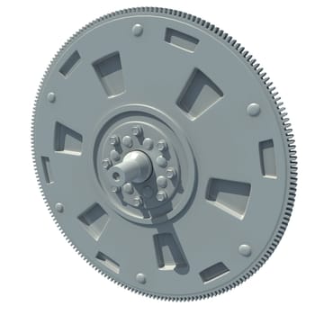 Engine Flywheel 3D rendering model on white background