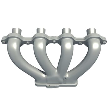 Exhaust Manifold 3D rendering model on white background