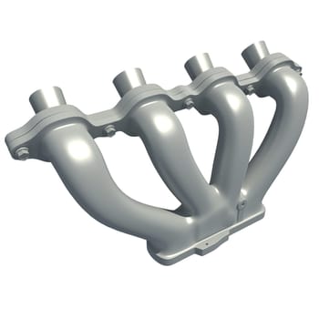 Exhaust Manifold 3D rendering model on white background