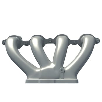 Exhaust Manifold 3D rendering model on white background