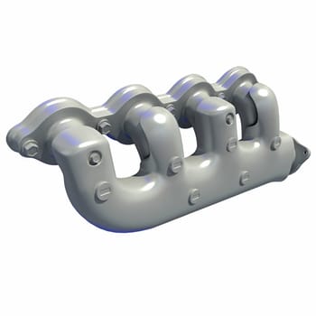 Exhaust Manifold 3D rendering model on white background