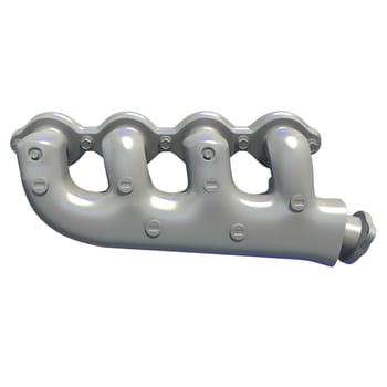 Exhaust Manifold 3D rendering model on white background