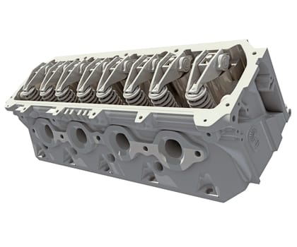 Engine Fuel System 3D rendering model on white background