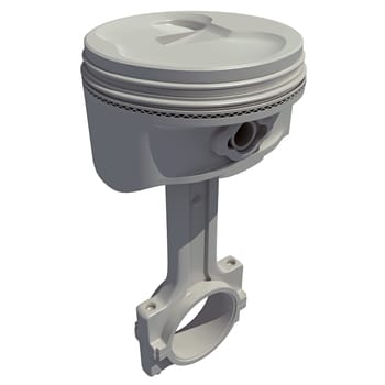 Car Piston 3D rendering model on white background