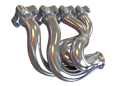 Exhaust Manifold 3D rendering model on white background