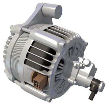 Vehicle Alternator 3D rendering model on white background