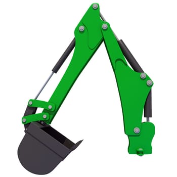 Excavator Shovel Crane Arm 3D rendering model on white background
