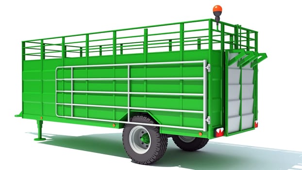 Farm Trailer 3D rendering model on white background