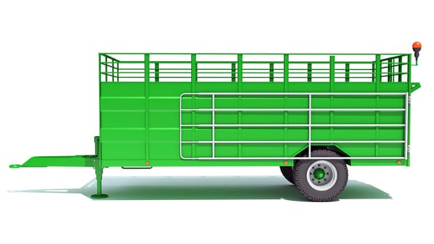 Farm Trailer 3D rendering model on white background