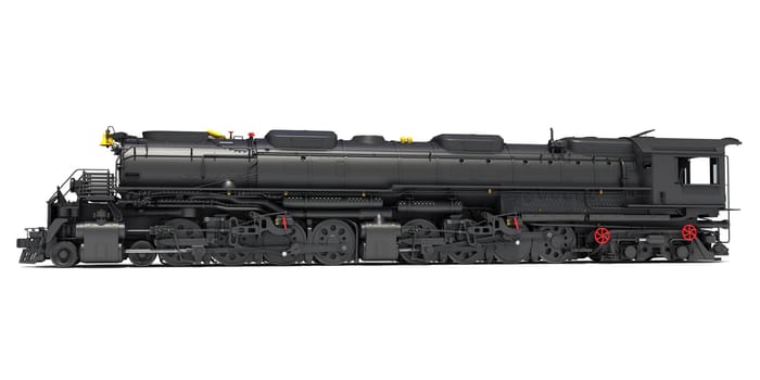 Steam train locomotive 3d rendering model on a white background