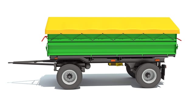 Farm Trailer 3D rendering model on white background