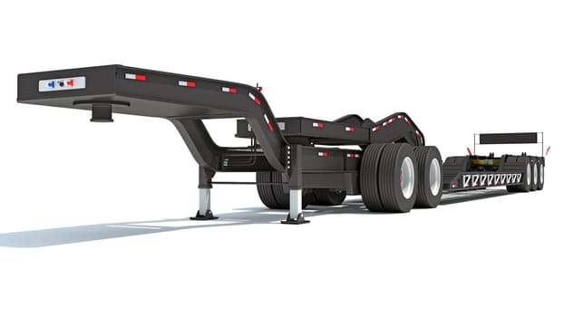 Low Loader Platform Trailer 3D rendering model on white background