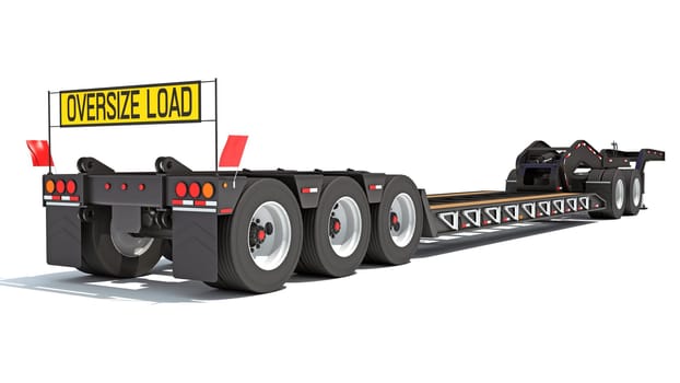 Low Loader Platform Trailer 3D rendering model on white background