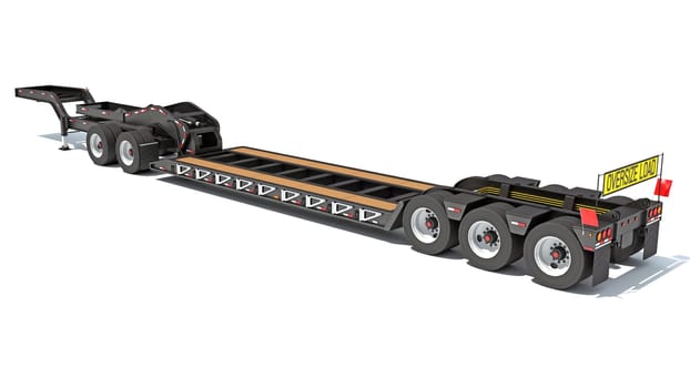 Low Loader Platform Trailer 3D rendering model on white background