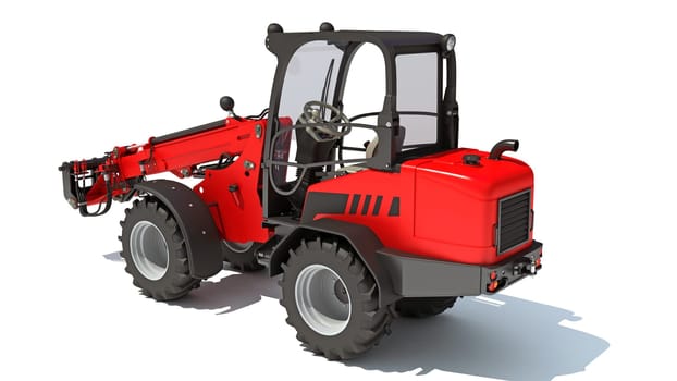 Telescopic Wheel Loader 3D rendering model on white background