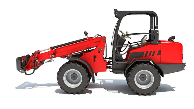 Telescopic Wheel Loader 3D rendering model on white background