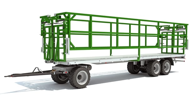 Farm Trailer 3D rendering model on white background