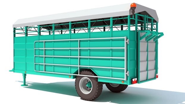 Farm Trailer 3D rendering model on white background