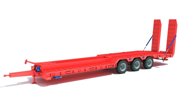 Low Loader Platform Trailer 3D rendering model on white background