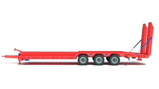 Low Loader Platform Trailer 3D rendering model on white background