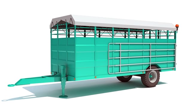 Farm Trailer 3D rendering model on white background