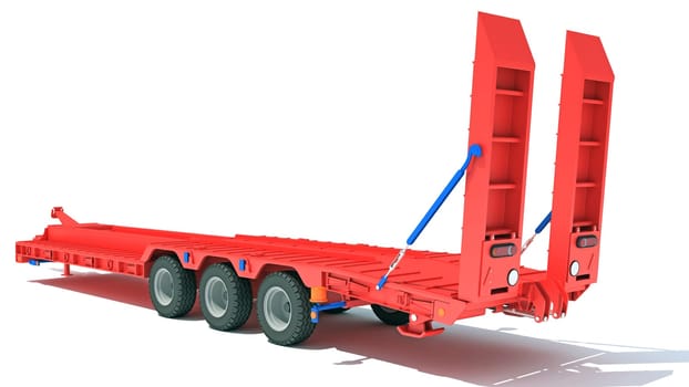 Low Loader Platform Trailer 3D rendering model on white background