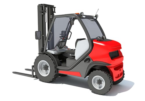Telescopic Wheel Loader 3D rendering model on white background