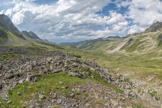 high mountain pass road in Switzerland