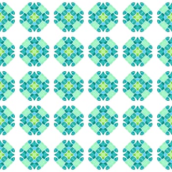 Watercolor summer ethnic border pattern. Green exquisite boho chic summer design. Textile ready modern print, swimwear fabric, wallpaper, wrapping. Ethnic hand painted pattern.