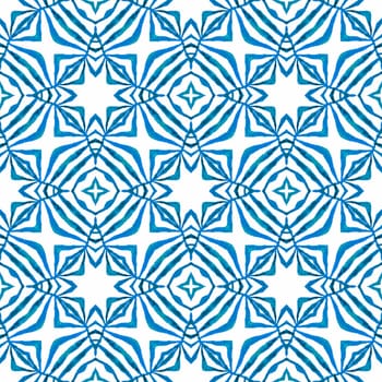 Textile ready optimal print, swimwear fabric, wallpaper, wrapping. Blue resplendent boho chic summer design. Mosaic seamless pattern. Hand drawn green mosaic seamless border.