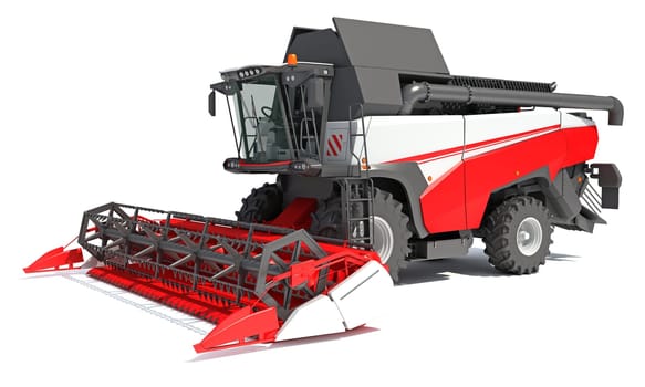 Combine Harvester 3D rendering model on white background