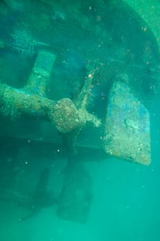 Ship Wreck underwater while diving