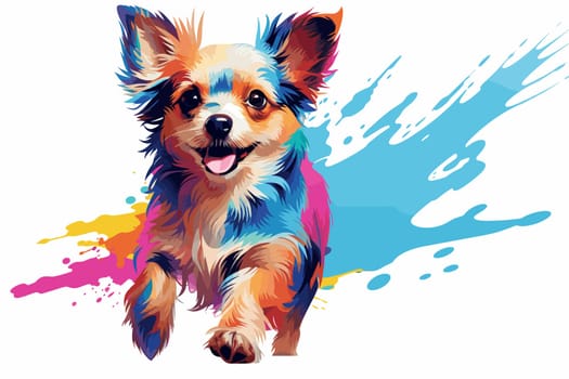 Funny cartoon dog in decorative vector pop art style. Template for poster, t-shirt print, sticker, design element, etc.