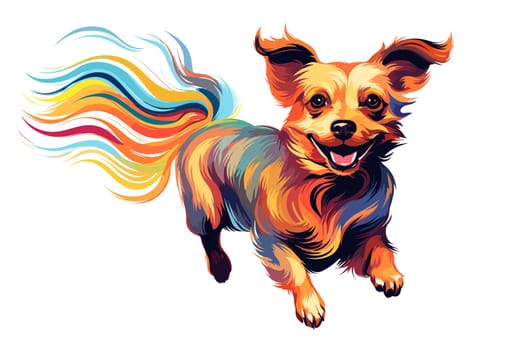 Funny cartoon dog in decorative vector pop art style. Template for poster, t-shirt print, sticker, design element, etc.