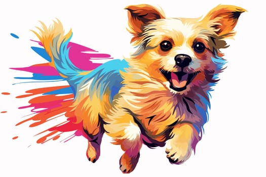 Funny cartoon dog in decorative vector pop art style. Template for poster, t-shirt print, sticker, design element, etc.