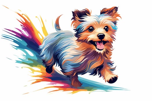 Funny cartoon dog in decorative vector pop art style. Template for poster, t-shirt print, sticker, design element, etc.