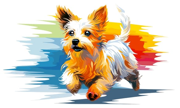 Funny cartoon dog in decorative vector pop art style. Template for poster, t-shirt print, sticker, design element, etc.