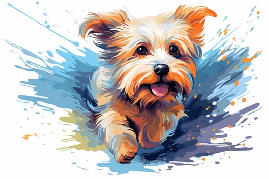 Funny cartoon dog in decorative vector pop art style. Template for poster, t-shirt print, sticker, design element, etc.