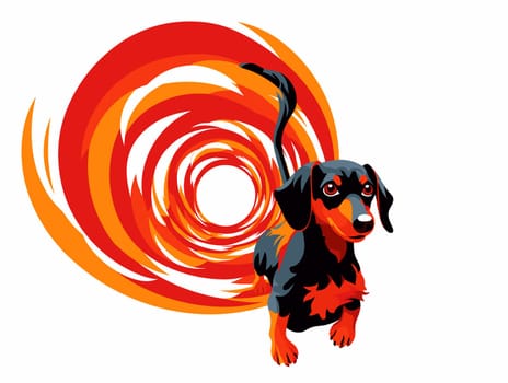 Funny cartoon dog in decorative vector pop art style. Template for poster, t-shirt print, sticker, design element, etc.