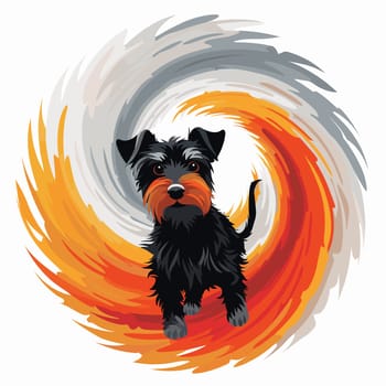 Funny cartoon dog in decorative vector pop art style. Template for poster, t-shirt print, sticker, design element, etc.